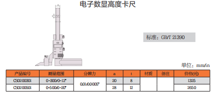 上工电子数显高度卡尺